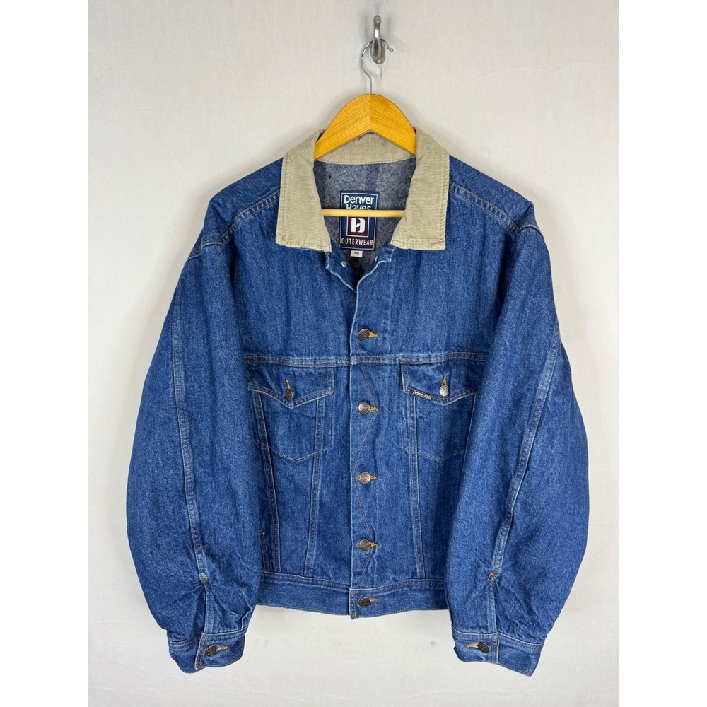 Denver Hayes Mens 40 Denim Jacket Blanket Lined Corduroy Collar Blue stormrider